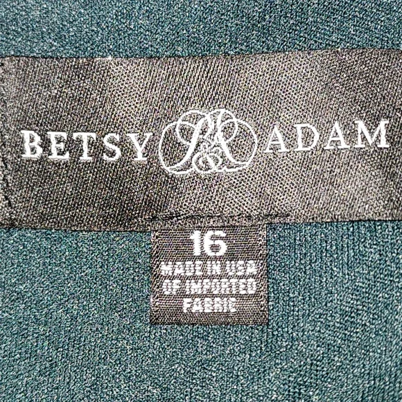 BETSY & ADAM "CHRISTINE" SCUBA CREPE RUFFLED BOW GOWN - Picture 7 of 8